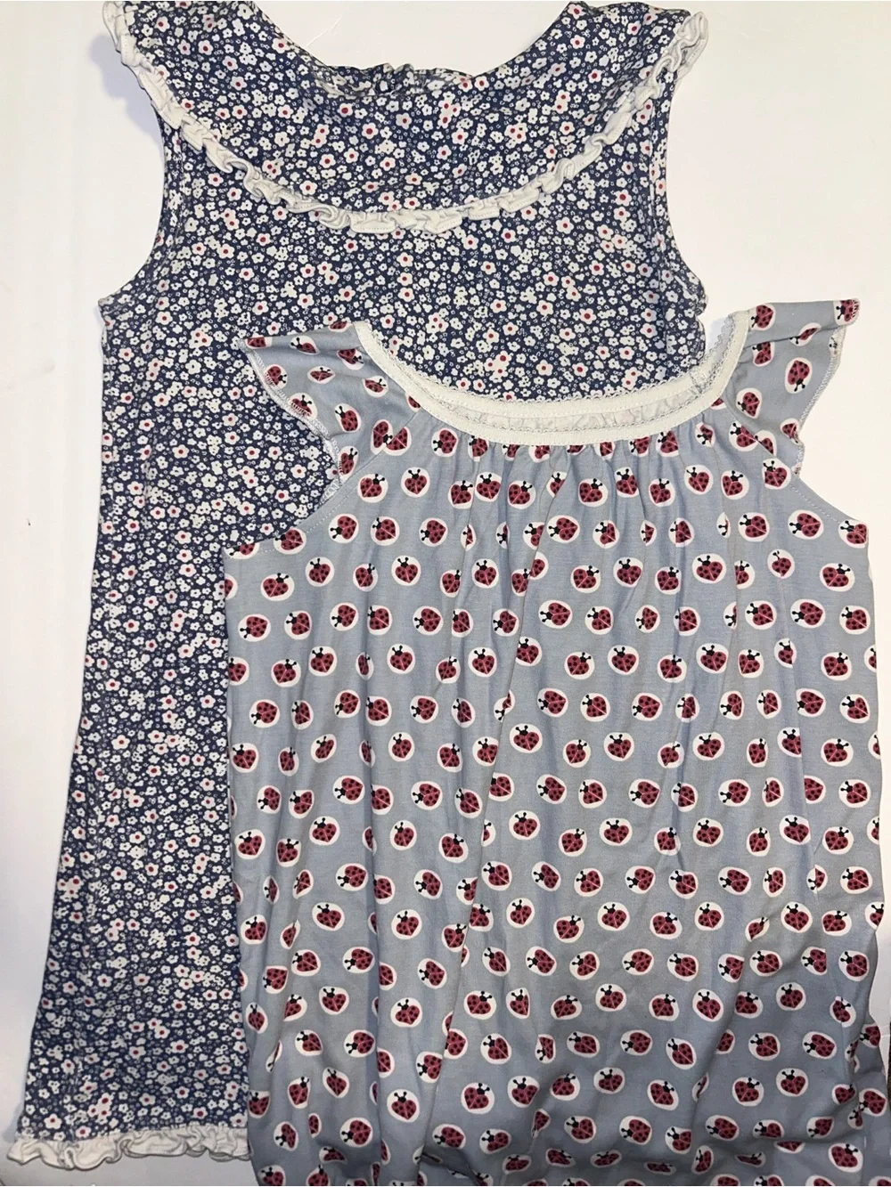 Roller Rabbit Girls' Navy Floral & Light Blue Ladybug Tank Tops